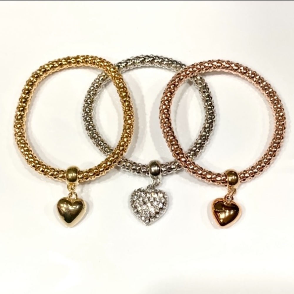 Set of Three TriColor Heart Bracelets - Picture 3 of 4